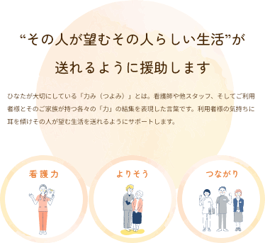 その人が望むその人らしい生活が送れるように援助します